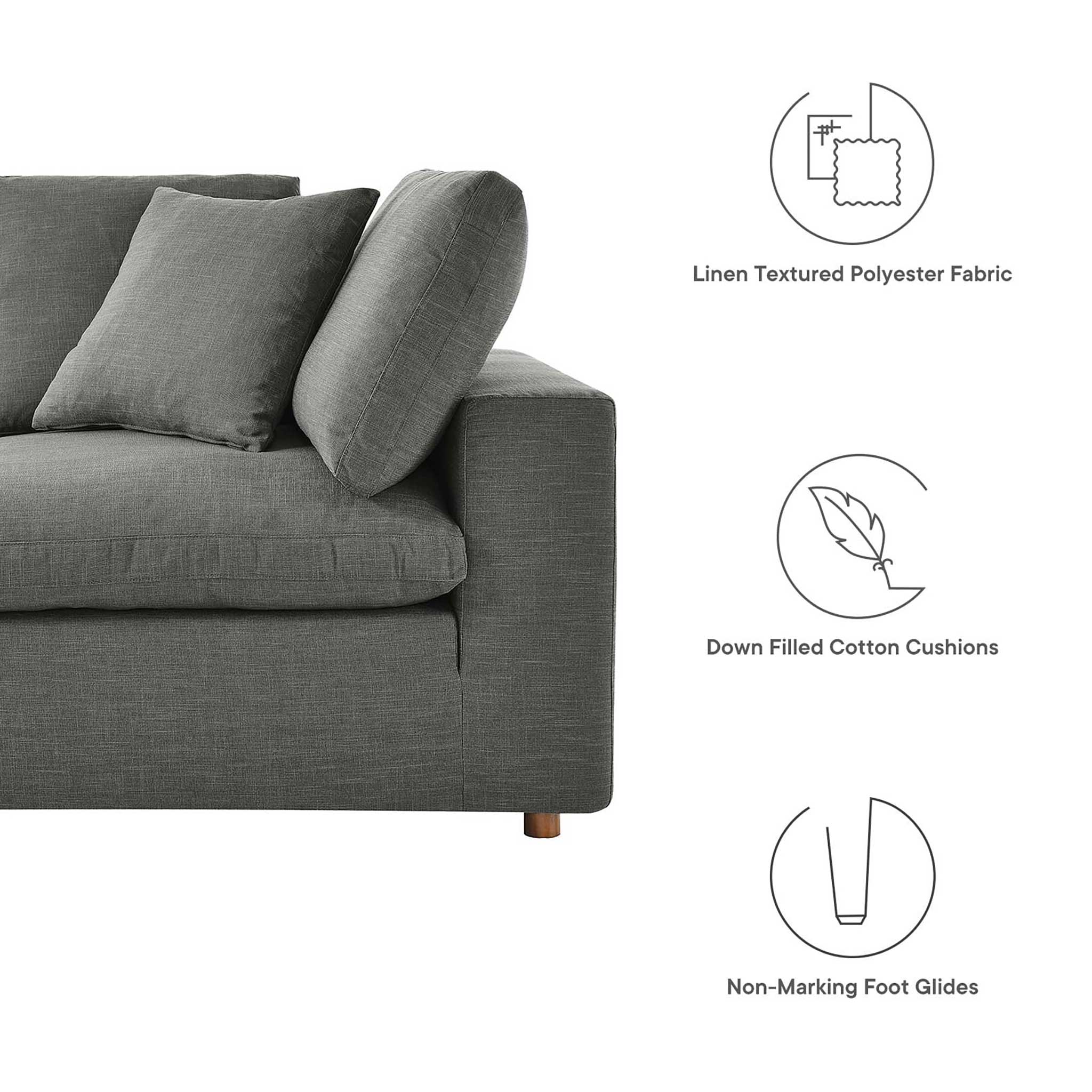 Carmen 5 Piece Armless Modular Sofa Gray - Image 3