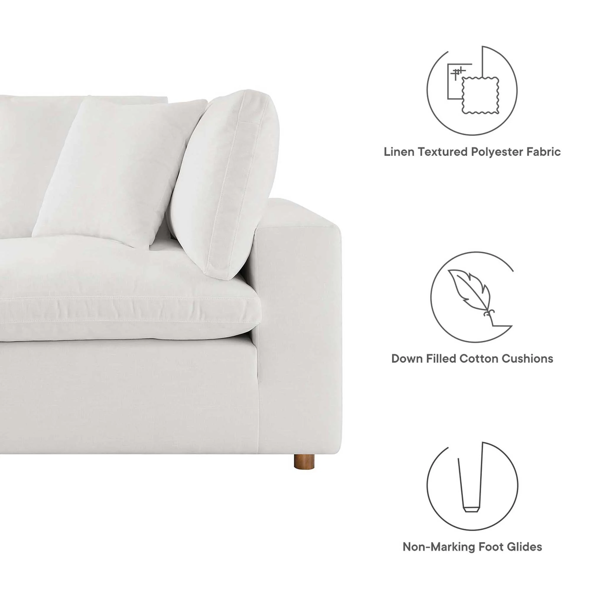 Carmen 5 Piece Modular Sectional Sofa Pure White - Image 3