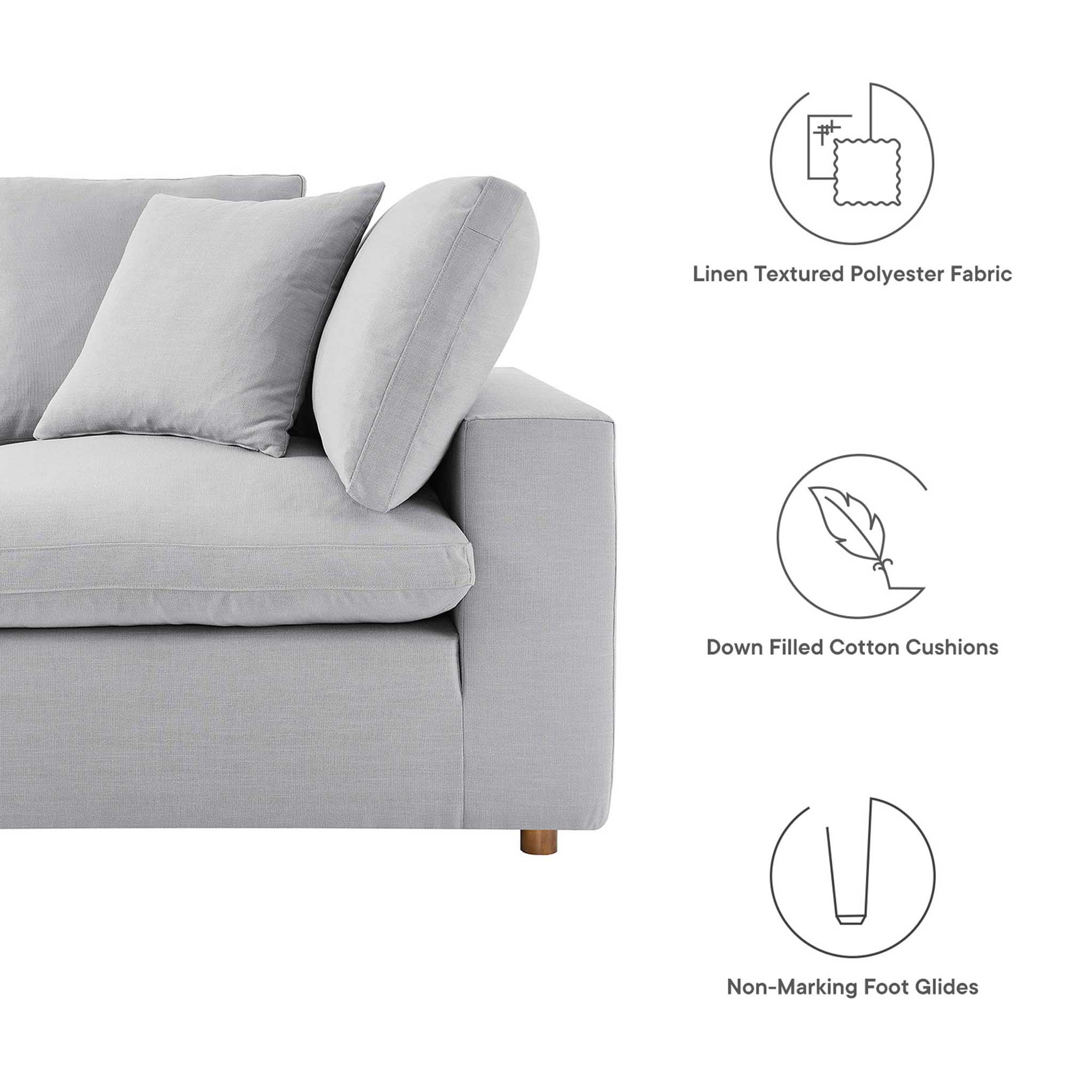 Carmen 5 Piece Modular Sofa with Ottoman Light Gray - Image 3